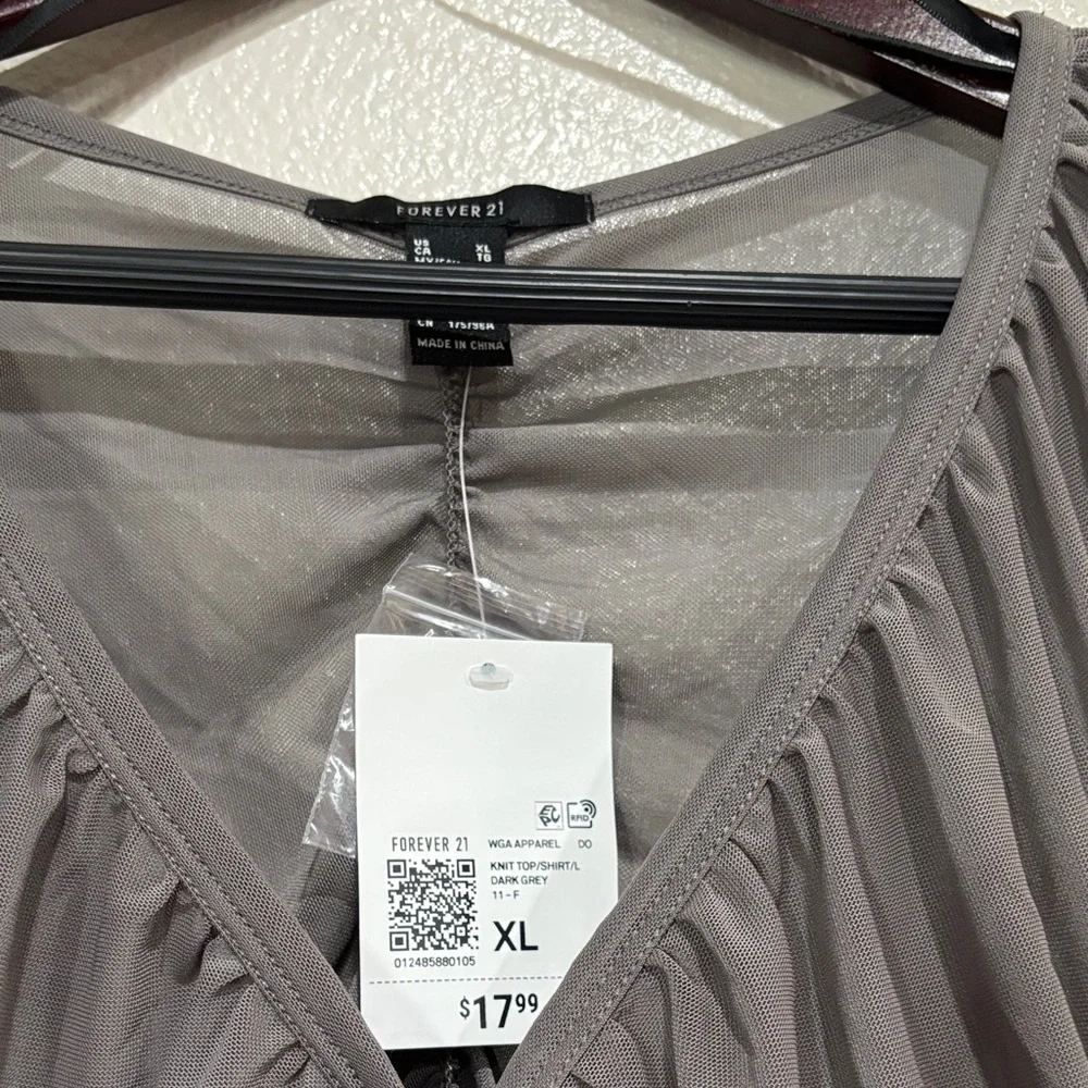 Forever 21 Charcoal Ruched Blouse - Picture 2 of 5